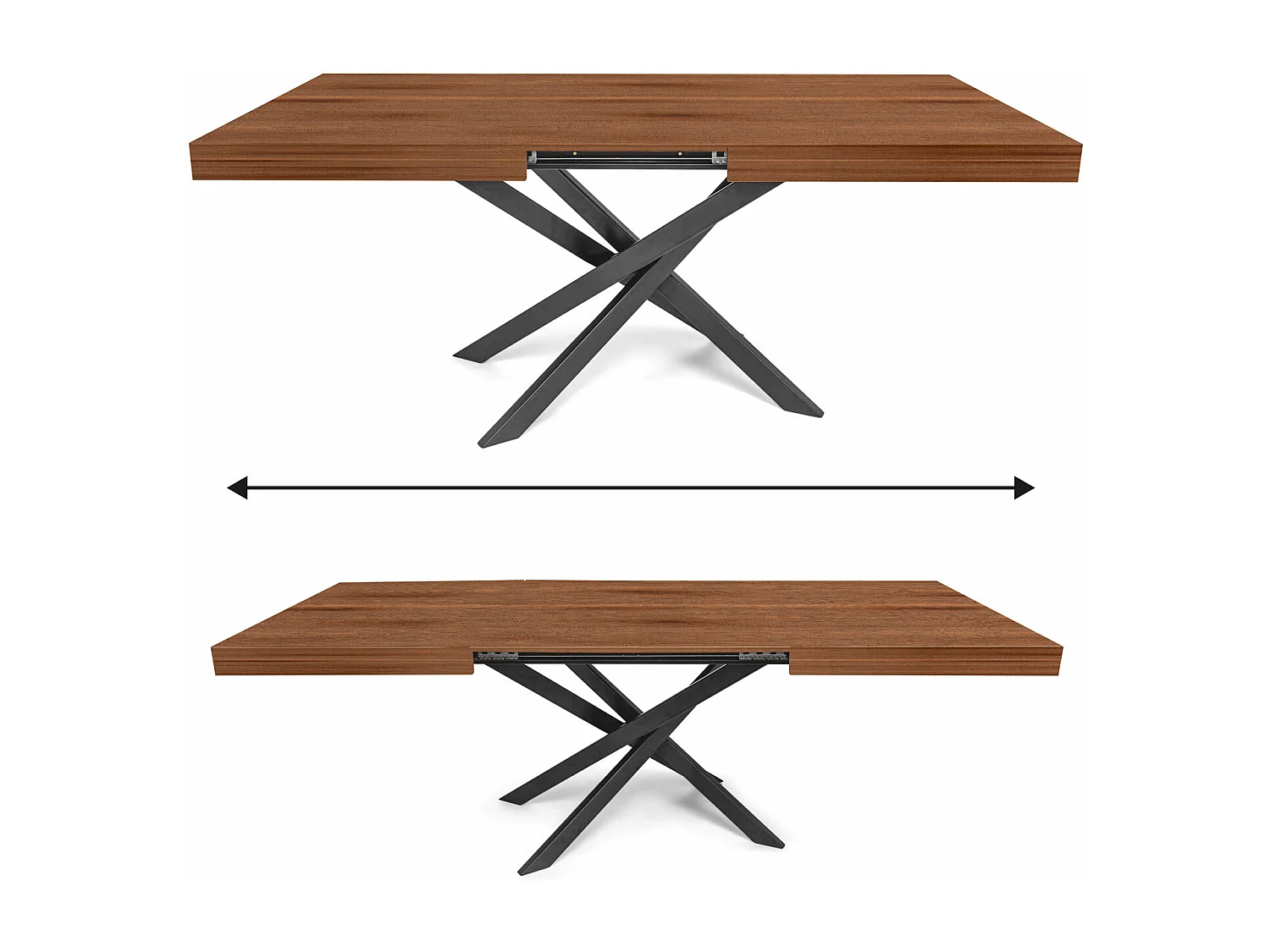 Figaro - Table extensible avec pieds croisés 140(220)x90 cm, teak