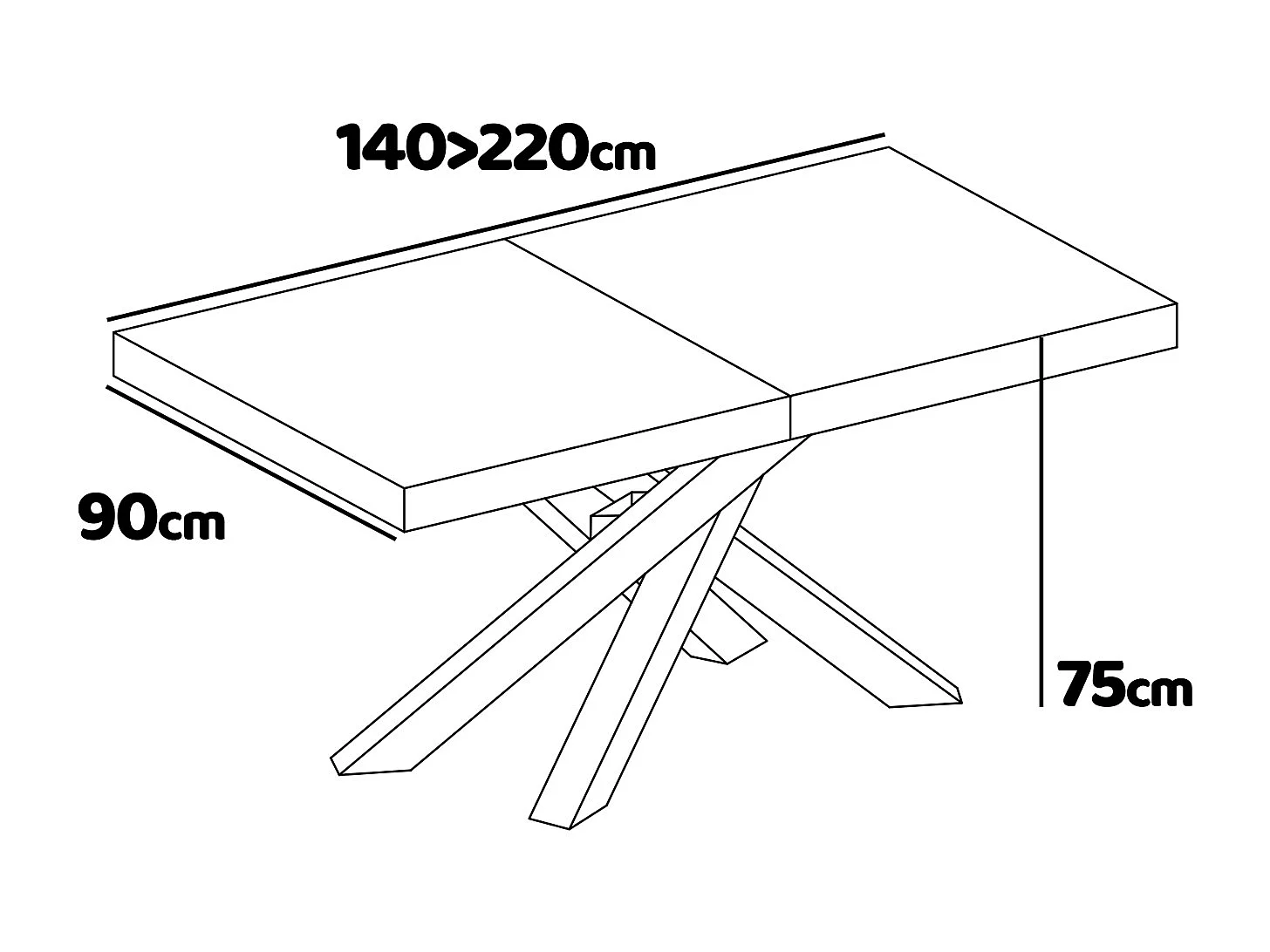 Figaro - Table extensible avec pieds croisés 140(220)x90 cm, teak