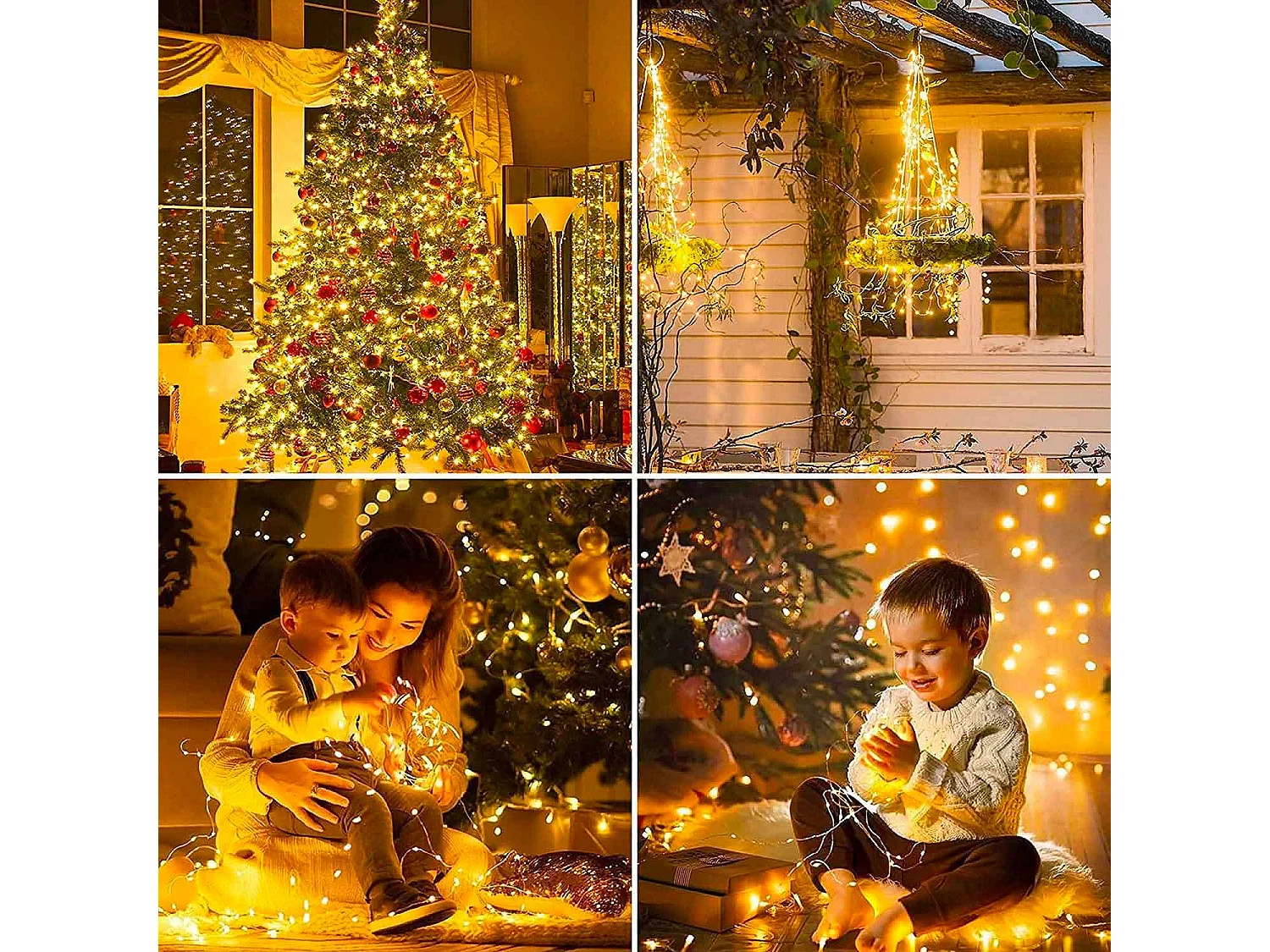 Lumineuse exterieur couleur blanc chaud, guirlande lumineuse Noël 300 micro LED