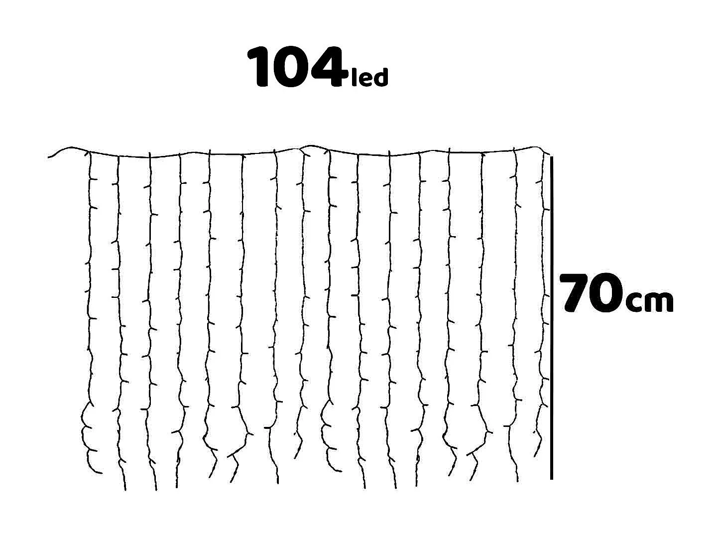 Cortina luces exterior, luz Navidad, 104 LED color blanco cálido