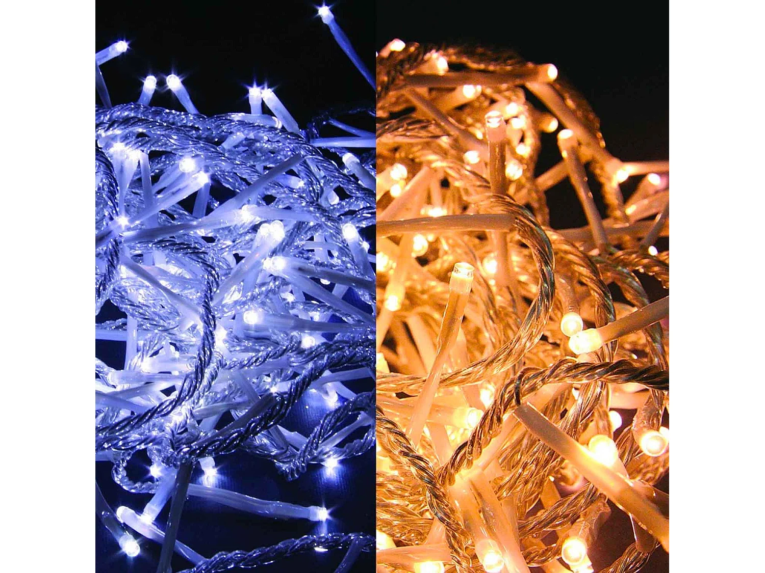 Lumineuse de Noël 2in1 blanc/blanc chaud, guirlande lumineuse pour intérieur et extérieur 400 LED