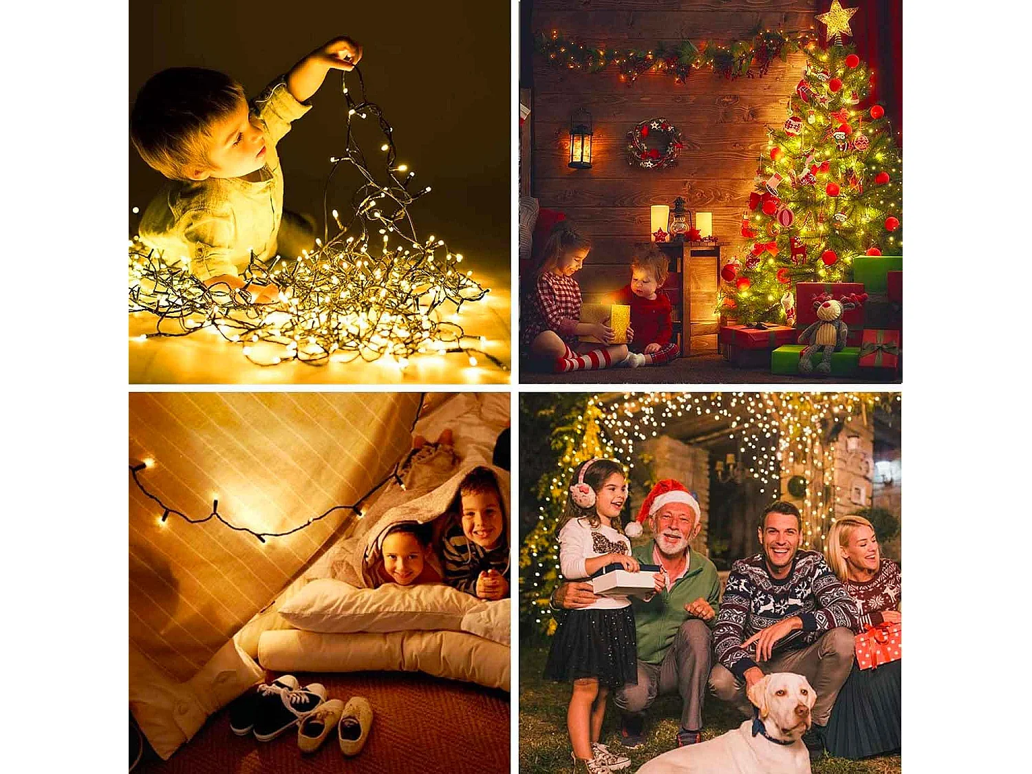 Luci di Natale colore bianco caldo, catena luminosa per esterno 500 LED