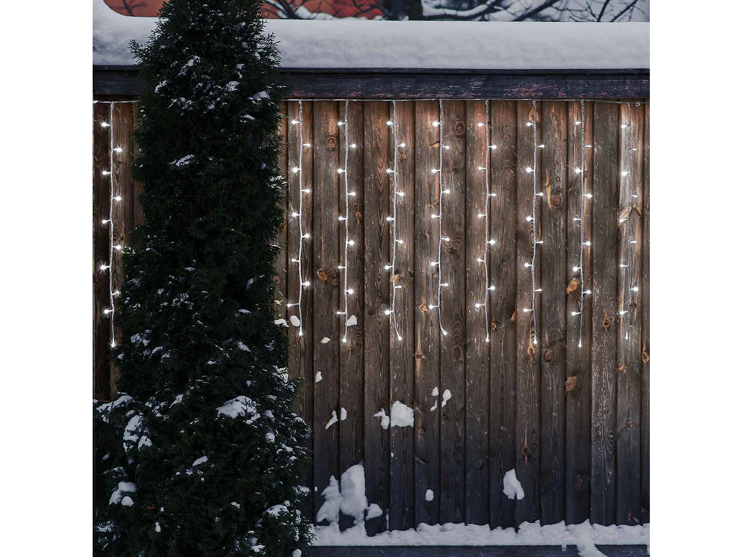 Rideau lumineux exterieur, guirlande lumineuse Noël, 120 LED blanc