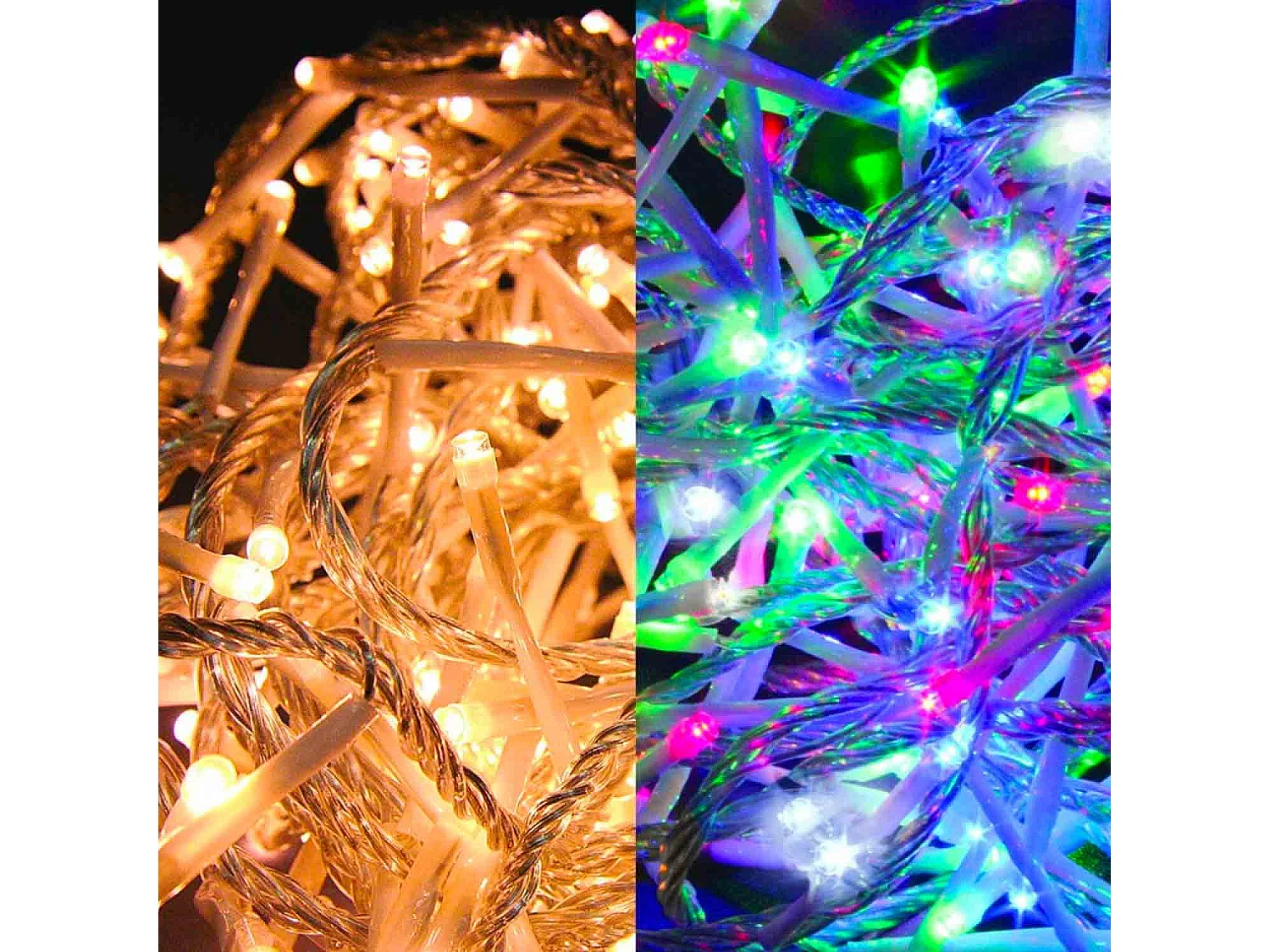 Luces Navidad 2in1 blanco cálido/multicolor, guirnalda luces para interior y exterior 400 LED