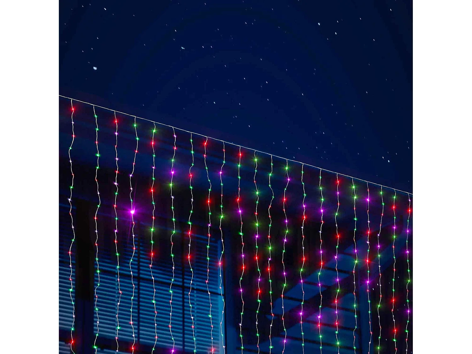Rideau lumineux exterieur, guirlande lumineuse Noël, 1440 LED multicolore