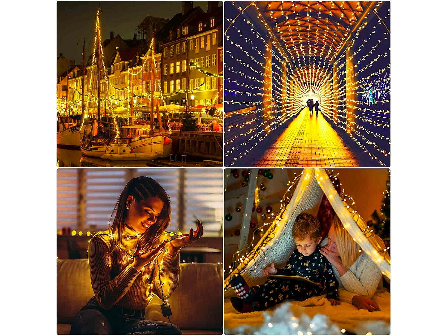 Lumineuse exterieur couleur blanc chaud, guirlande lumineuse Noël 300 LED