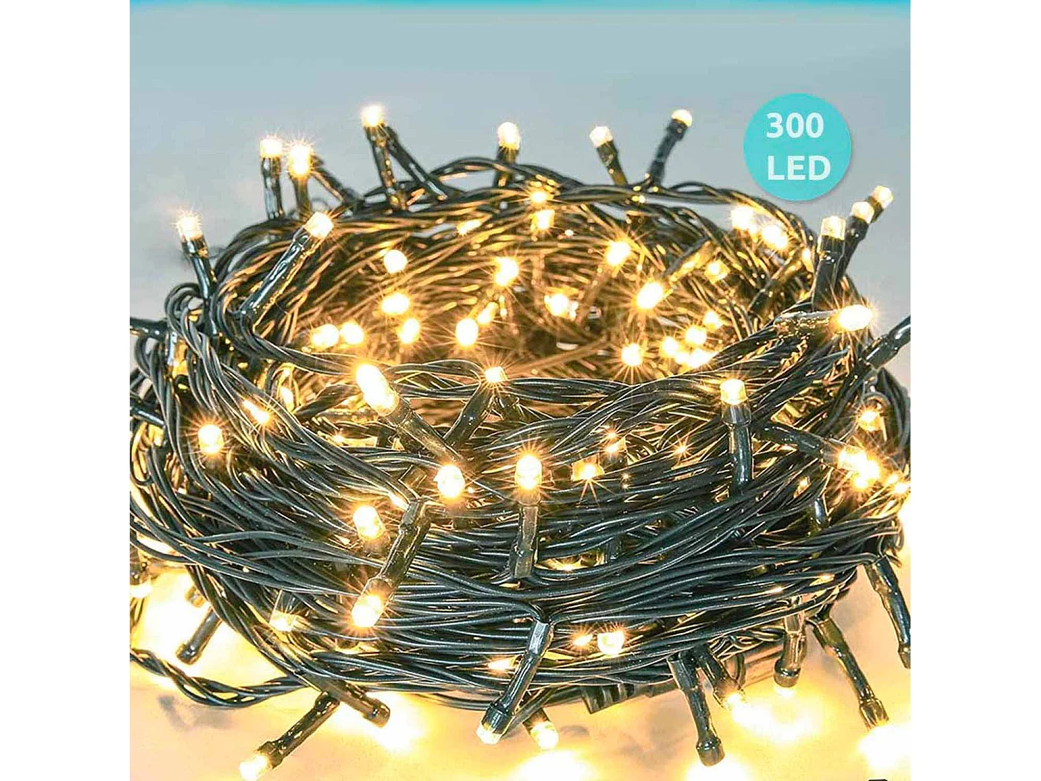 Lumineuse exterieur couleur blanc chaud, guirlande lumineuse Noël 300 LED