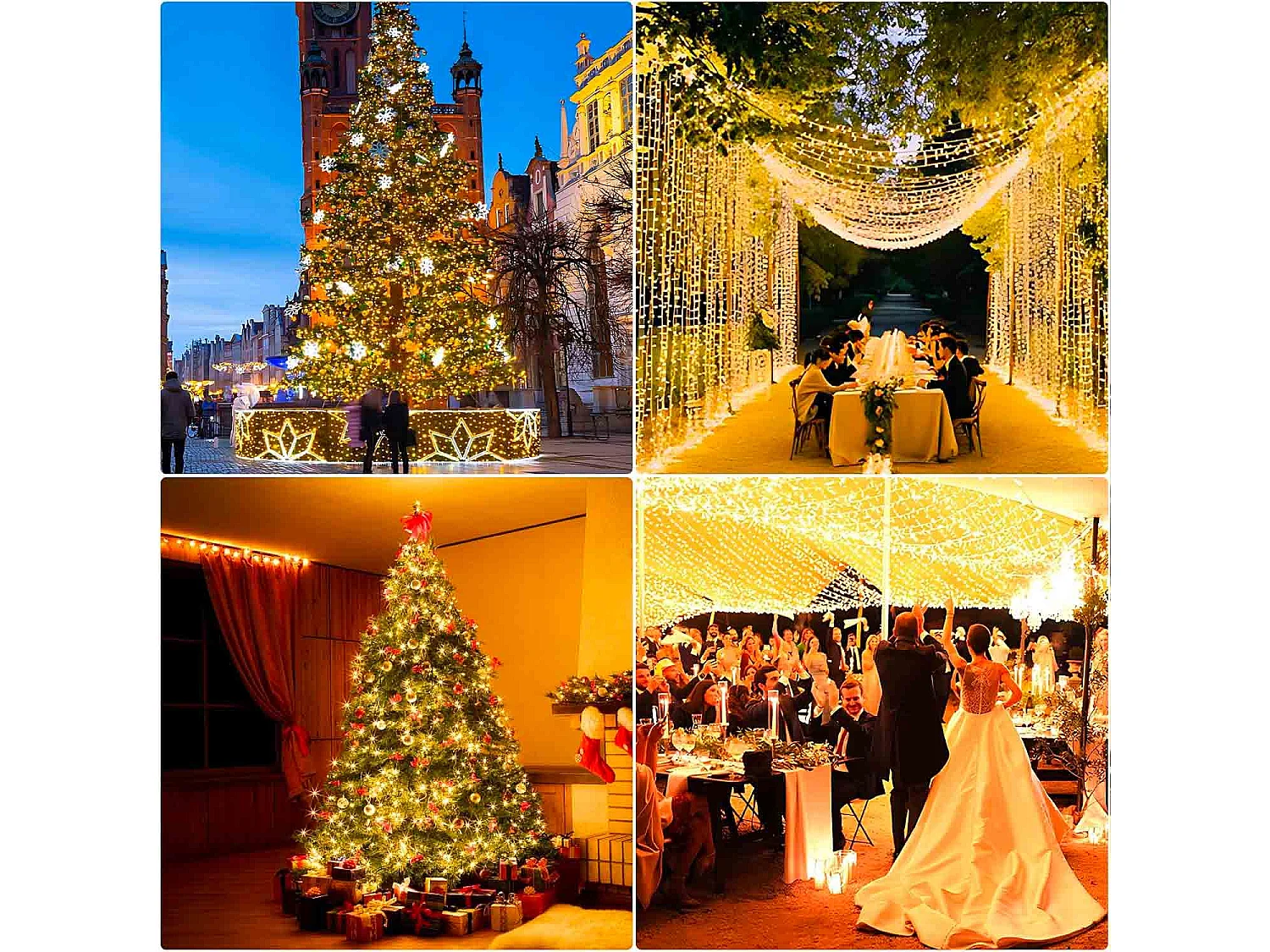 Lumineuse exterieur couleur blanc chaud, guirlande lumineuse Noël 300 LED