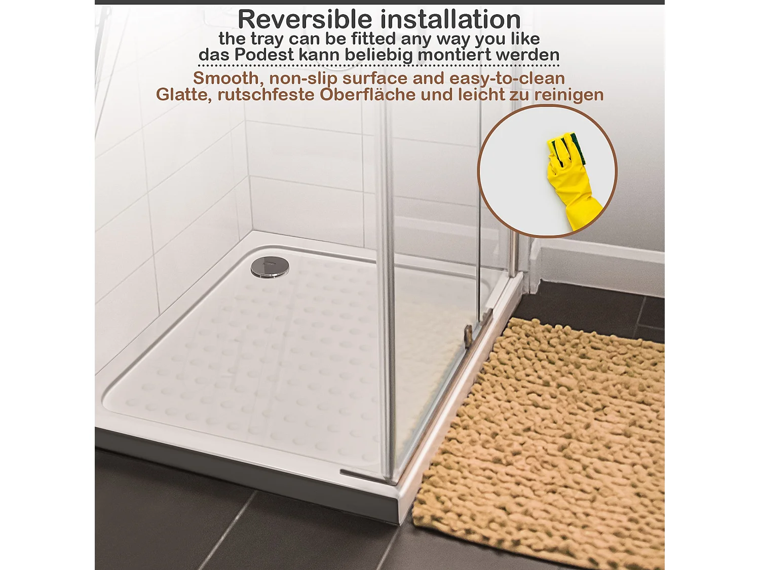 Douchebak - 90x90x5 cm (LxBxH) - Wit