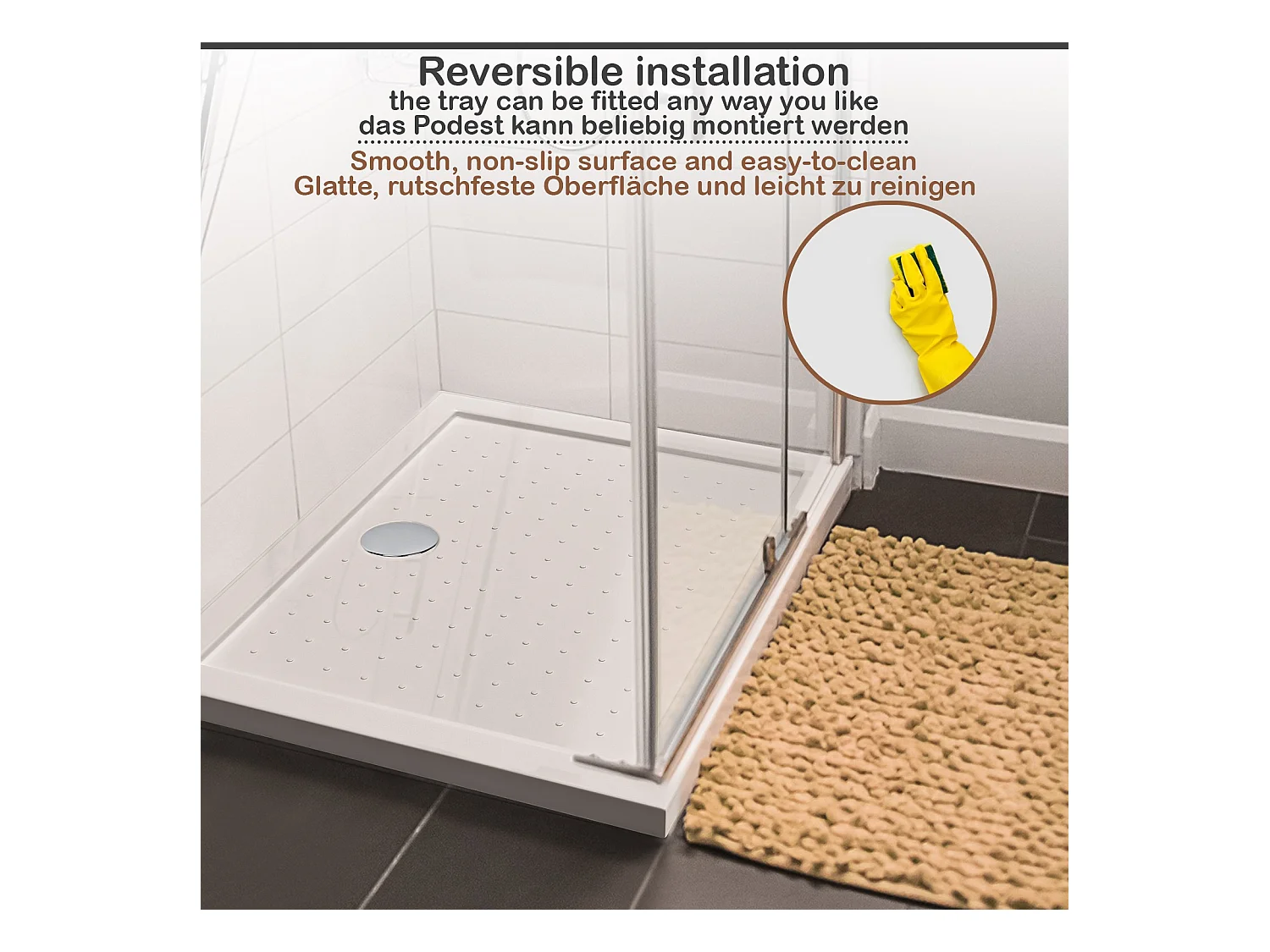 Receveur de douche - 70x90x5 cm (LxBxH) - Blanc