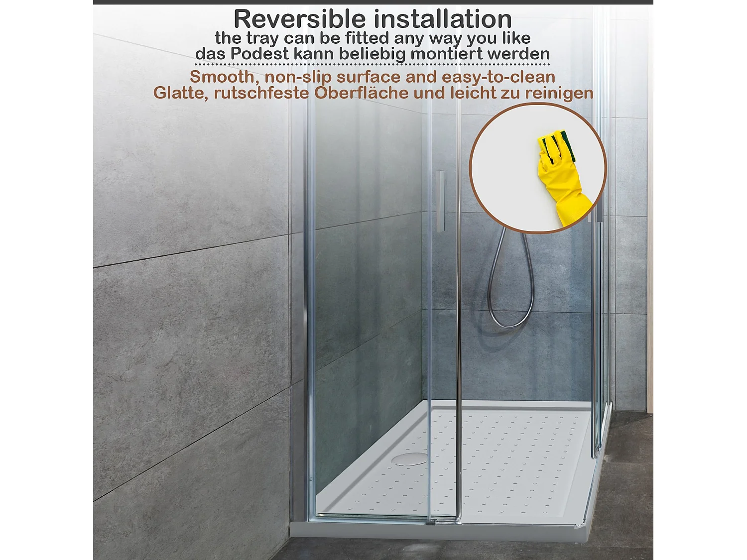 Receveur de douche - 110x80x5 cm (LxBxH) - Blanc