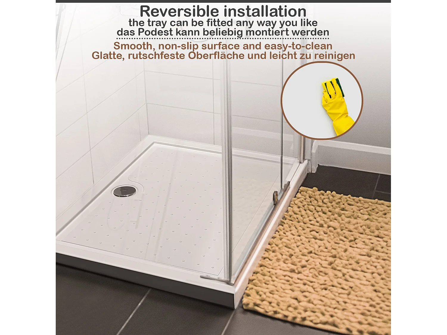 Receveur de douche - 100x80x5 cm (LxBxH) - Blanc