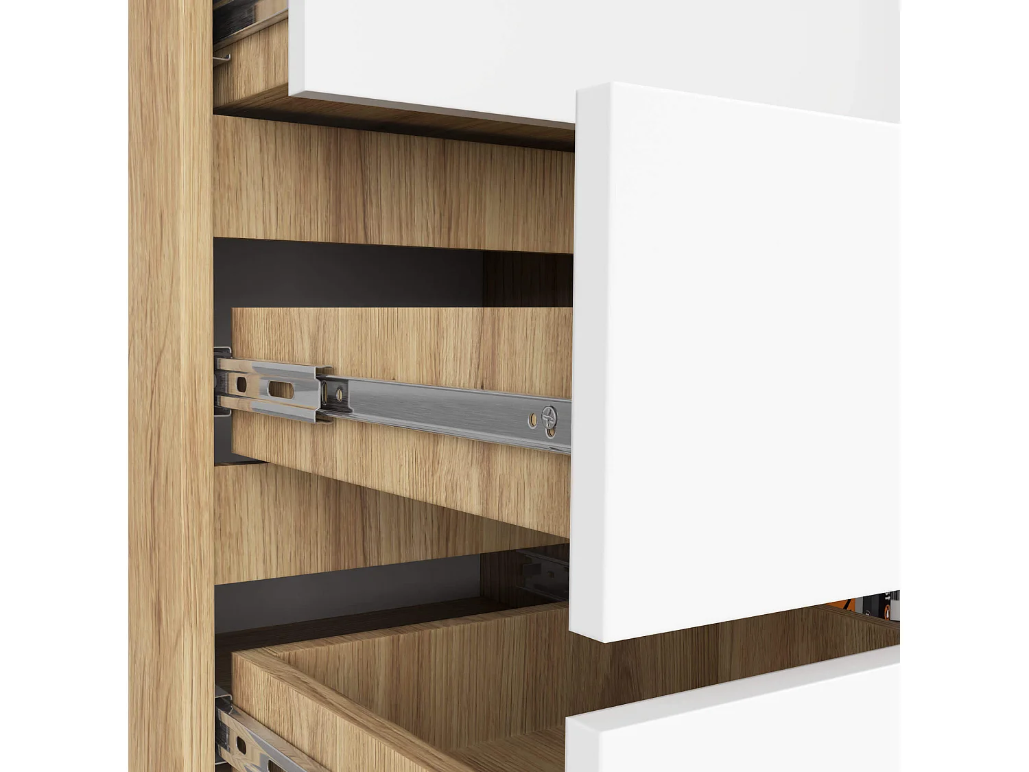 Cassettiera AKORD K80 Comò Quercia Artigiana 80 cm 1 porta 5 cassetti Colore frontale Bianco 80x35x97 cm