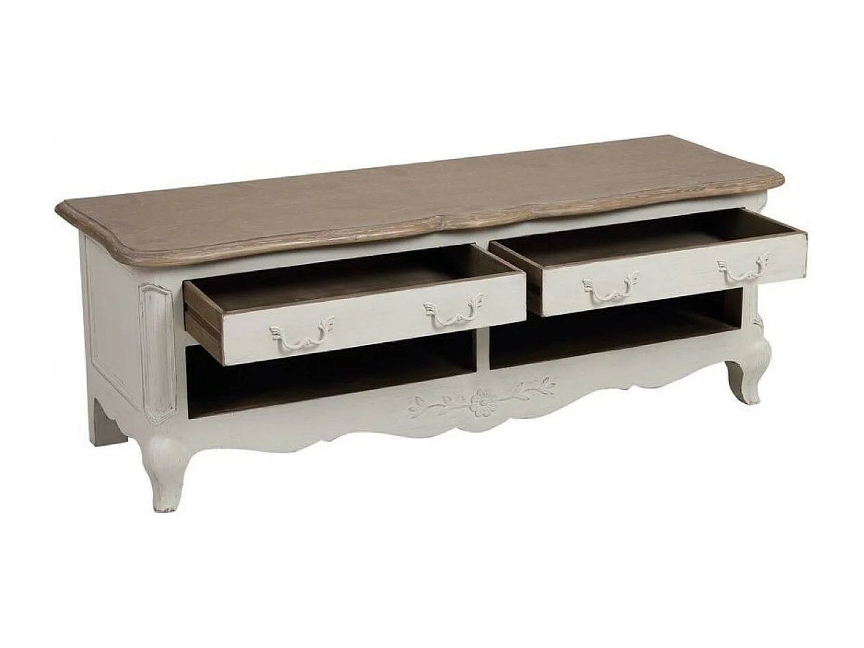 Meuble tv 2 tiroirs Bois Blanc - Château Interior's