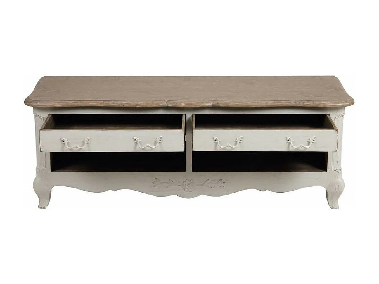 Meuble tv 2 tiroirs Bois Blanc - Château Interior's