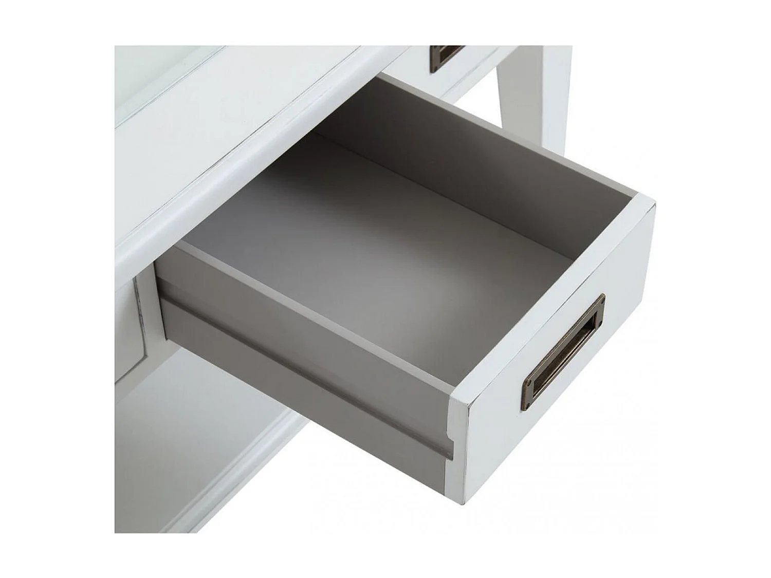 Table basse carrée plateau vitré Bois Blanc - Rhode Island Interior's