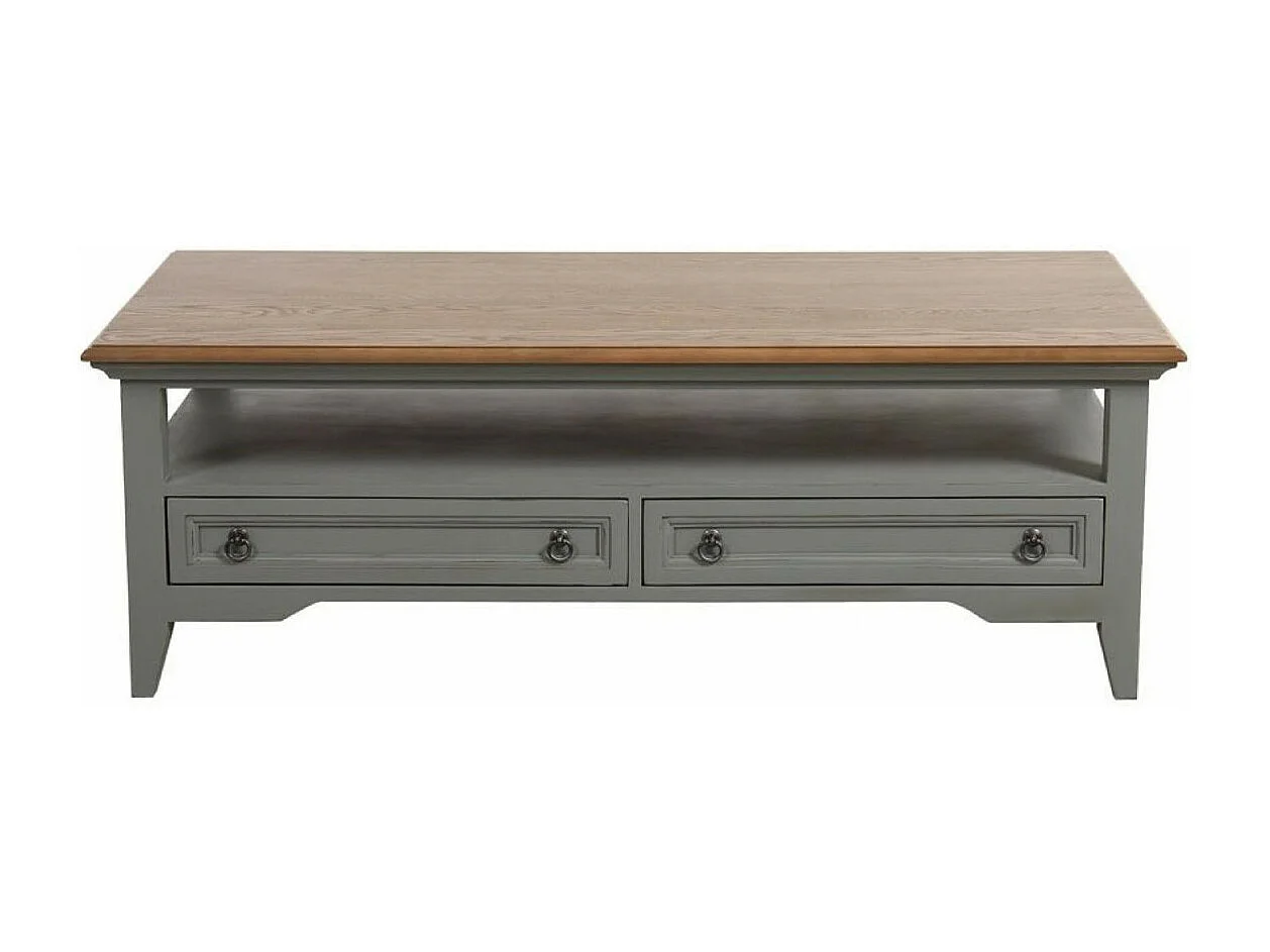 Table basse rectangulaire 2 tiroirs Bois Gris - Esquisse Interior's
