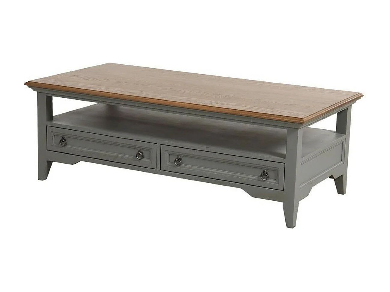 Table basse rectangulaire 2 tiroirs Bois Gris - Esquisse Interior's