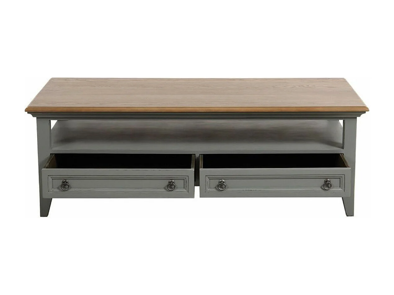 Table basse rectangulaire 2 tiroirs Bois Gris - Esquisse Interior's