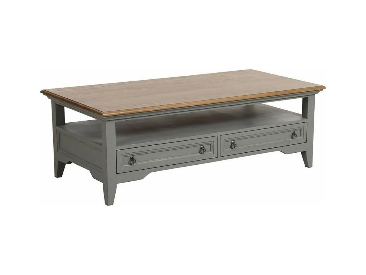 Table basse rectangulaire 2 tiroirs Bois Gris - Esquisse Interior's