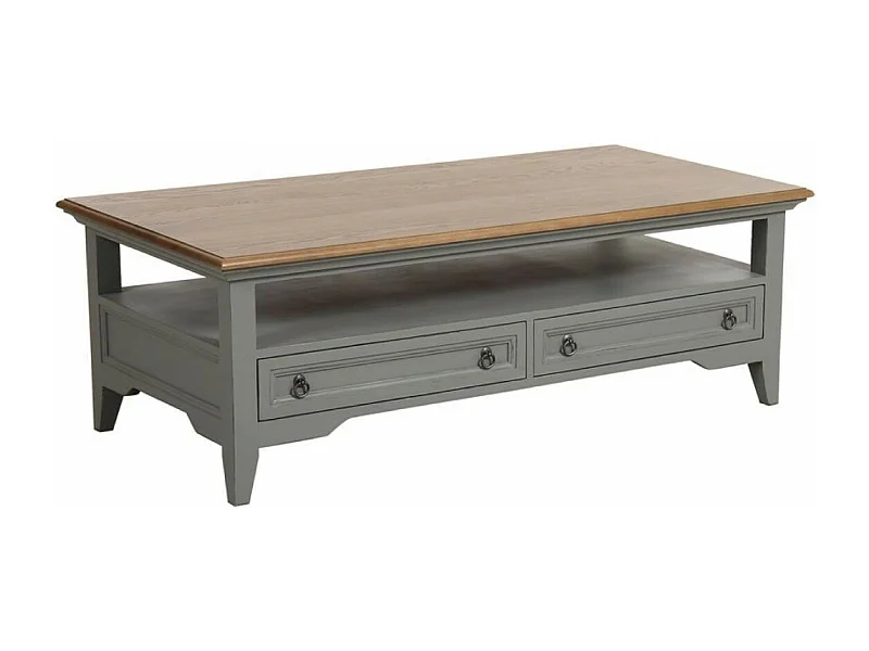 Table basse rectangulaire 2 tiroirs Bois Gris - Esquisse Interior's