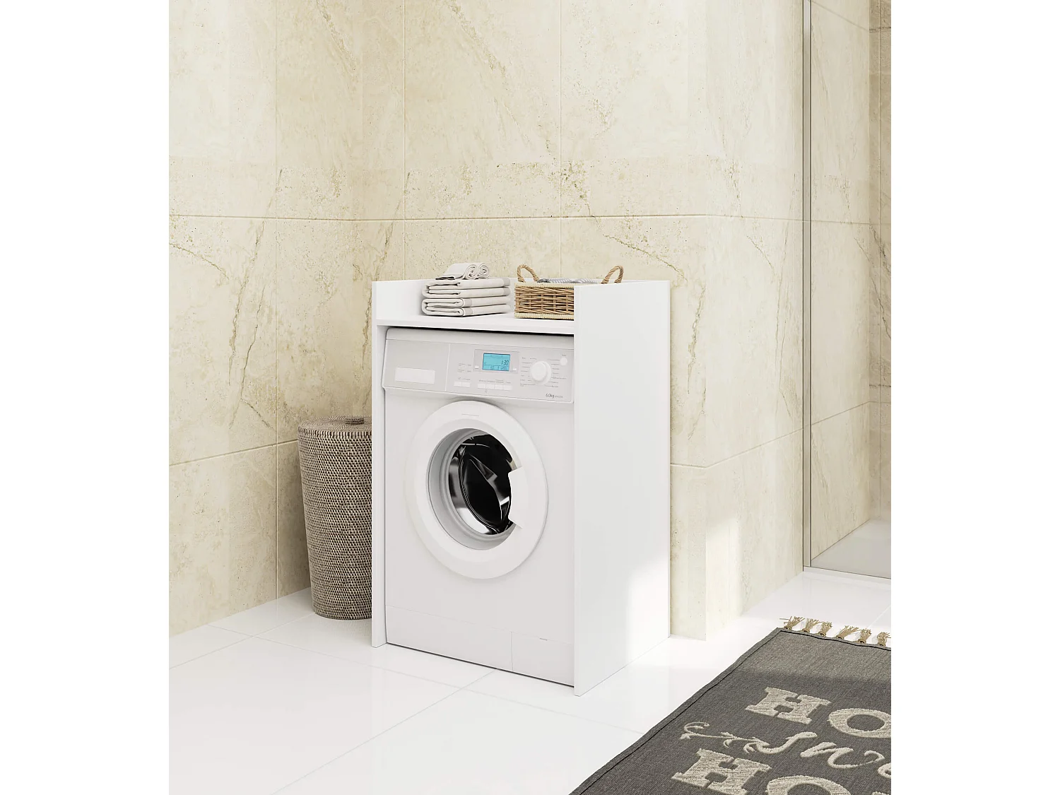 Wasmachine Kast / Wasmachine Ombouw / Wasmachine Meubel FIN / Wit / AKORD Furniture Factory / 64 x 98 x 50 cm