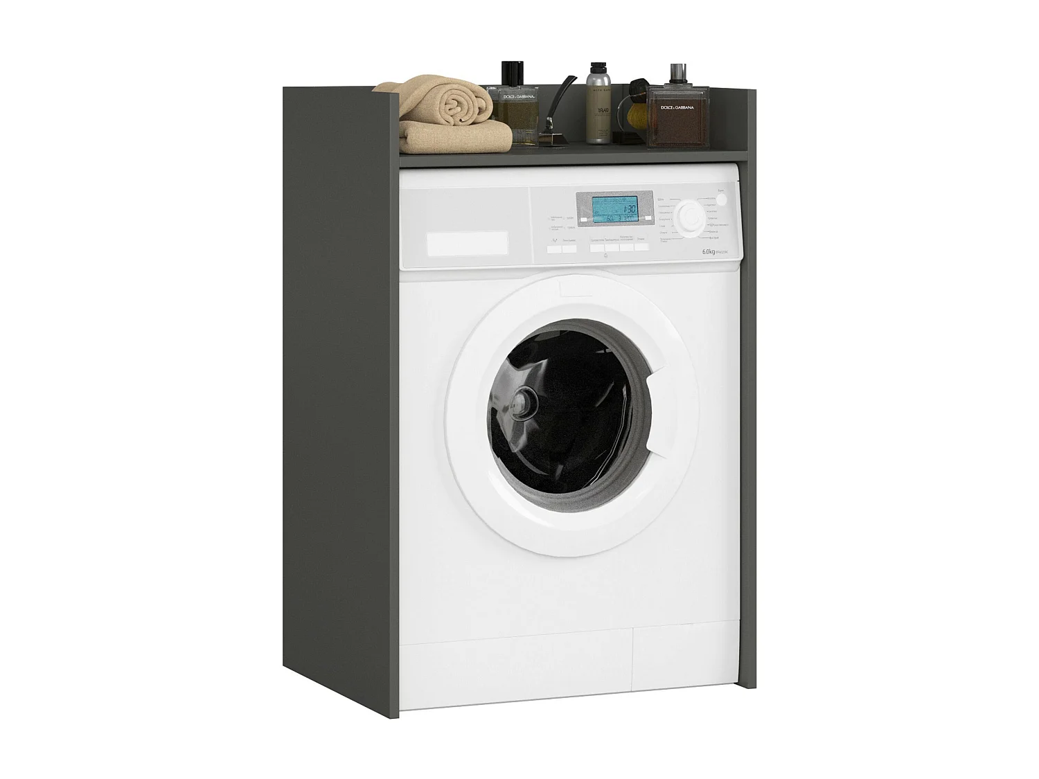 Wasmachine Kast / Wasmachine Ombouw / Wasmachine Meubel FIN / Grafietgrijs / AKORD Furniture Factory / 64 x 98 x 50 cm