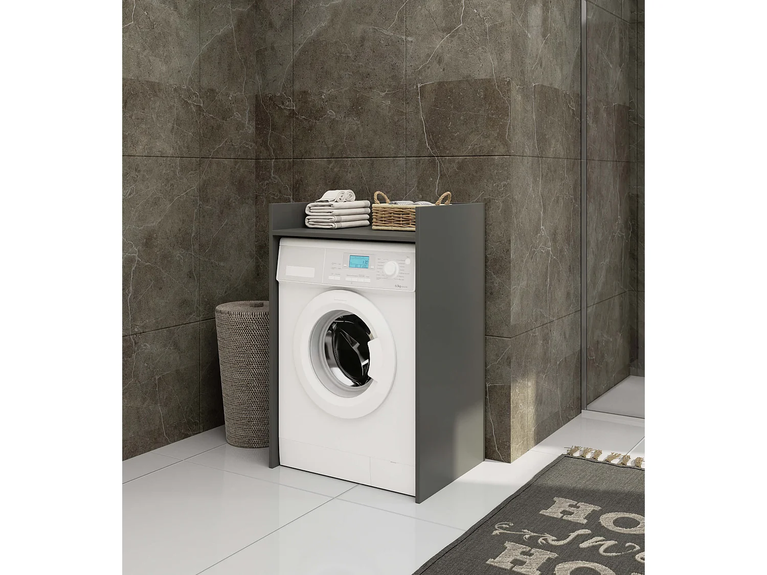 Wasmachine Kast / Wasmachine Ombouw / Wasmachine Meubel FIN / Grafietgrijs / AKORD Furniture Factory / 64 x 98 x 50 cm