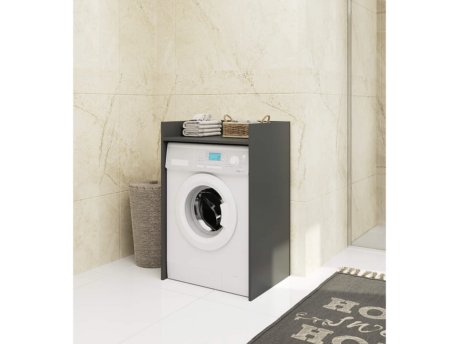 Meuble pour lave-linge AKORD FIN Gris Graphite 64 cm 1 étagère 64x50x98 cm