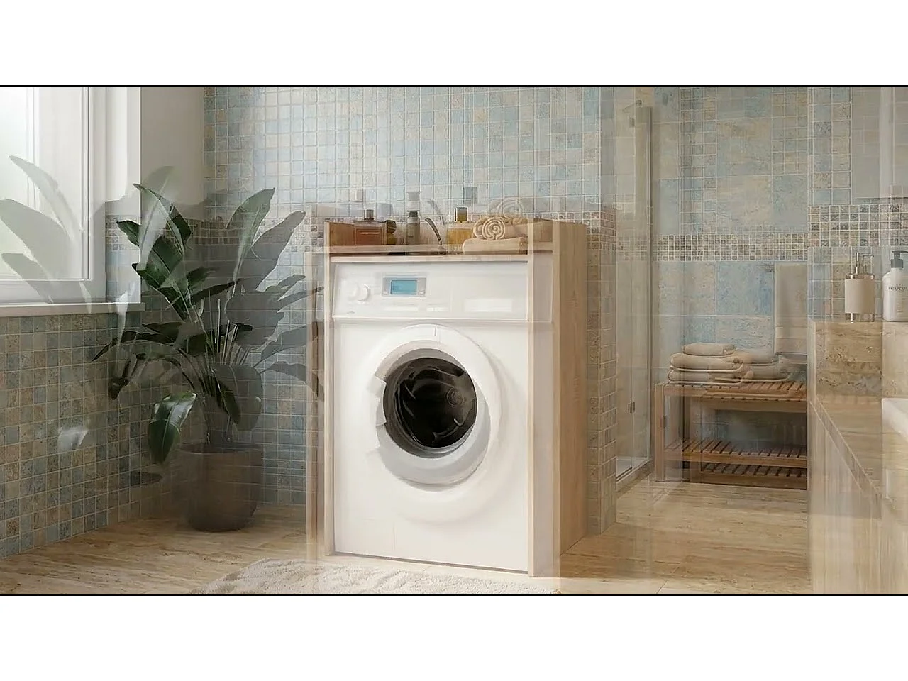 Meuble pour lave-linge AKORD FIN Gris Graphite 64 cm 1 étagère 64x50x98 cm