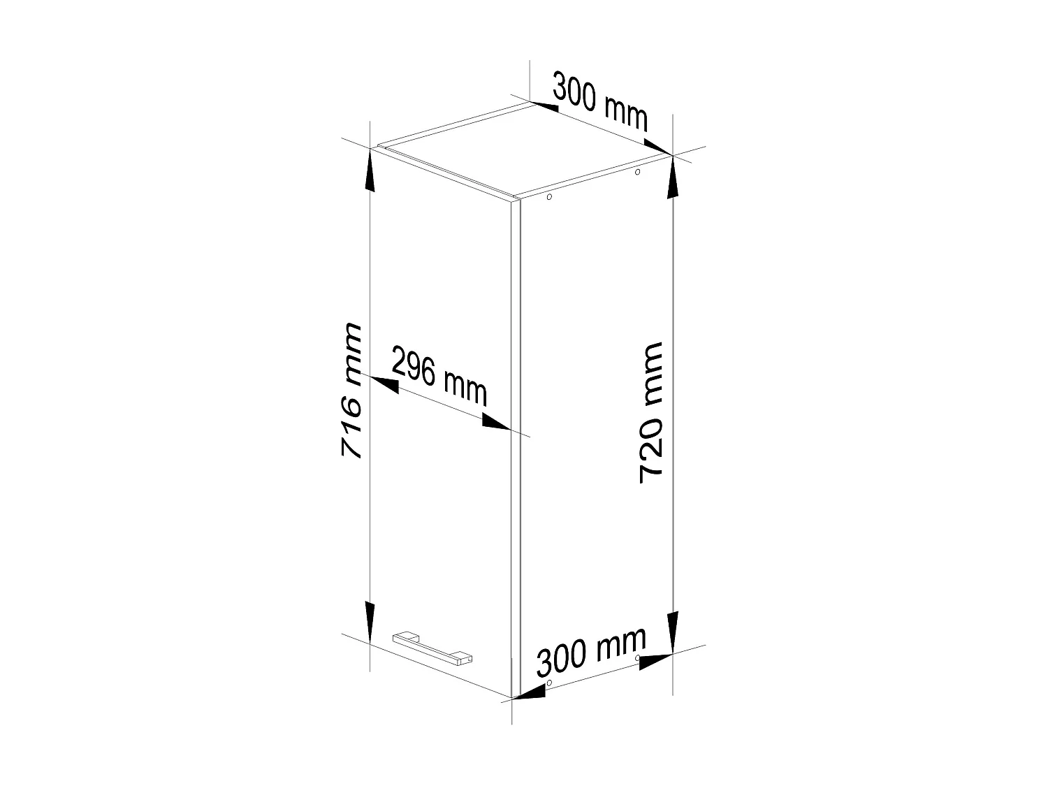 Meuble de cuisine haut AKORD W30 H720 Blanche 1 porte, 2 étagères 72x30x30 cm