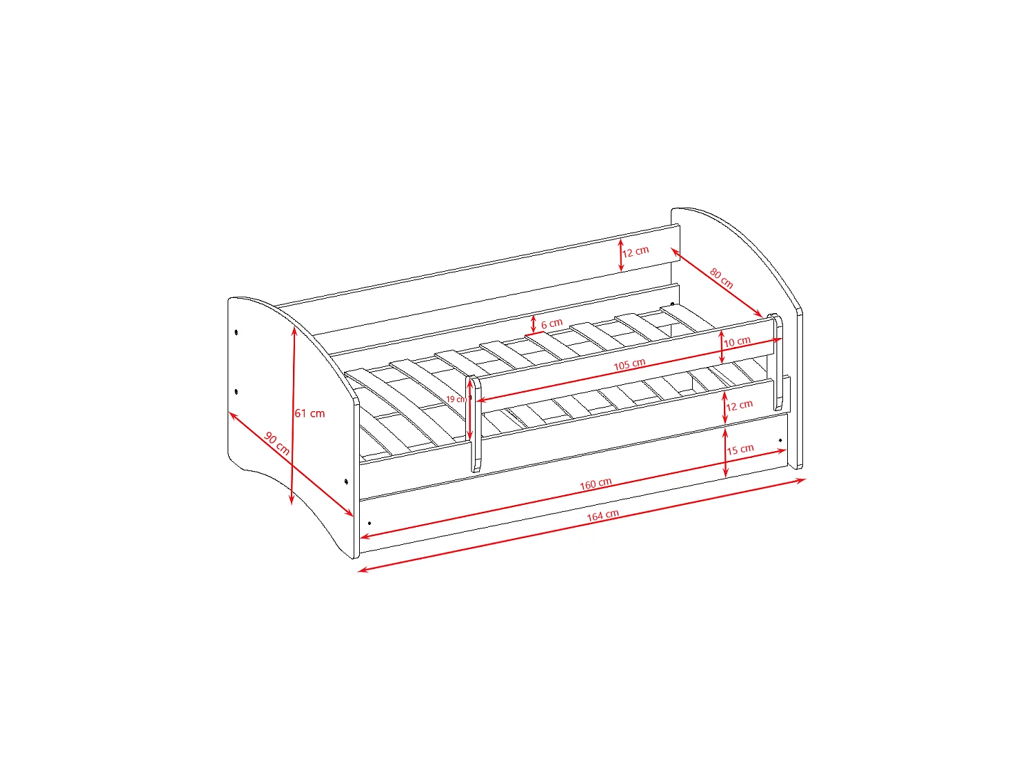 Kinderbett Basketball  mit Schublade Rosa 160/80 | Jugendbett