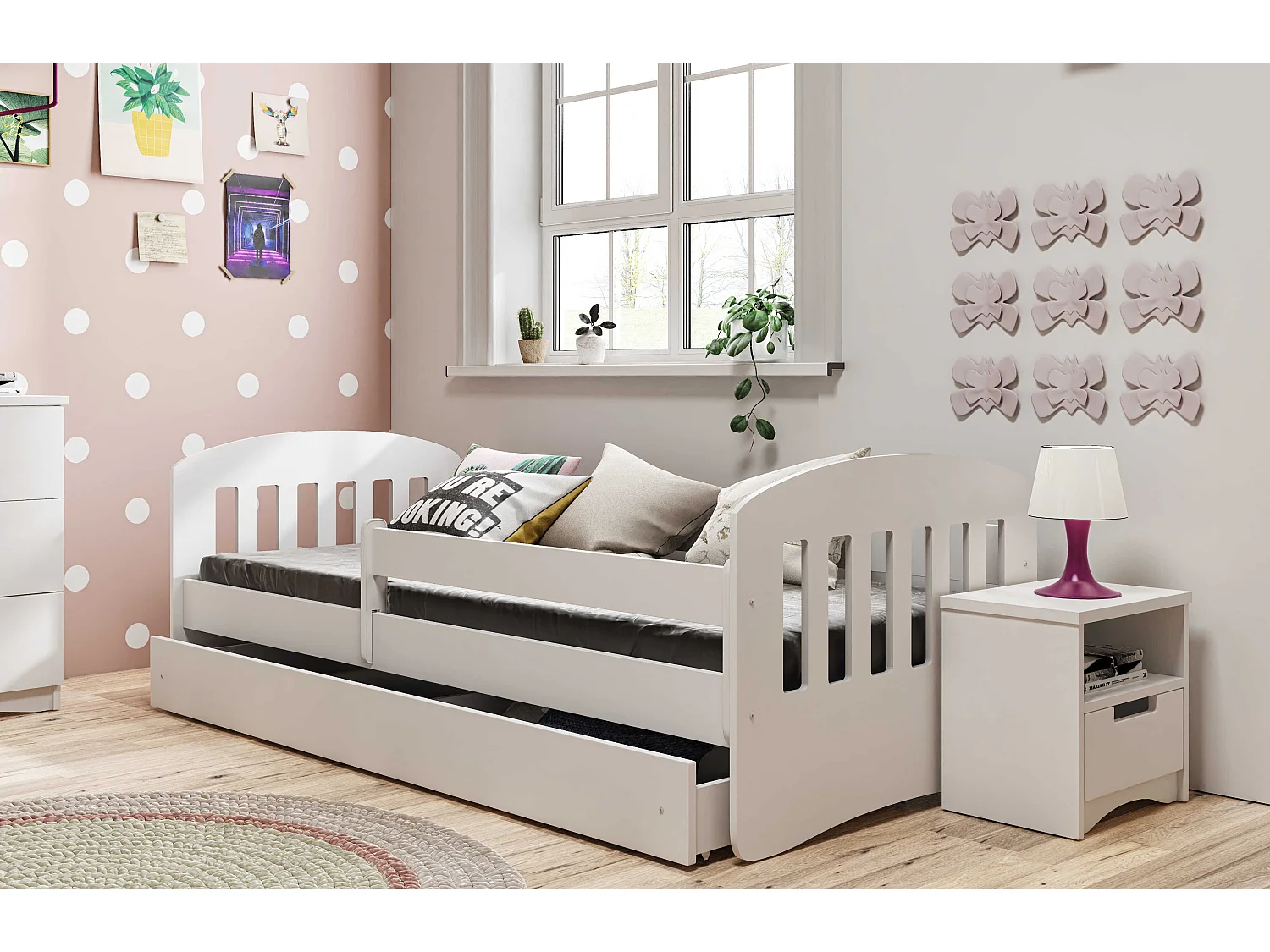 Letto barriera per bambini 160x80cm con cassetto e materasso - CLASSIC - Nuage