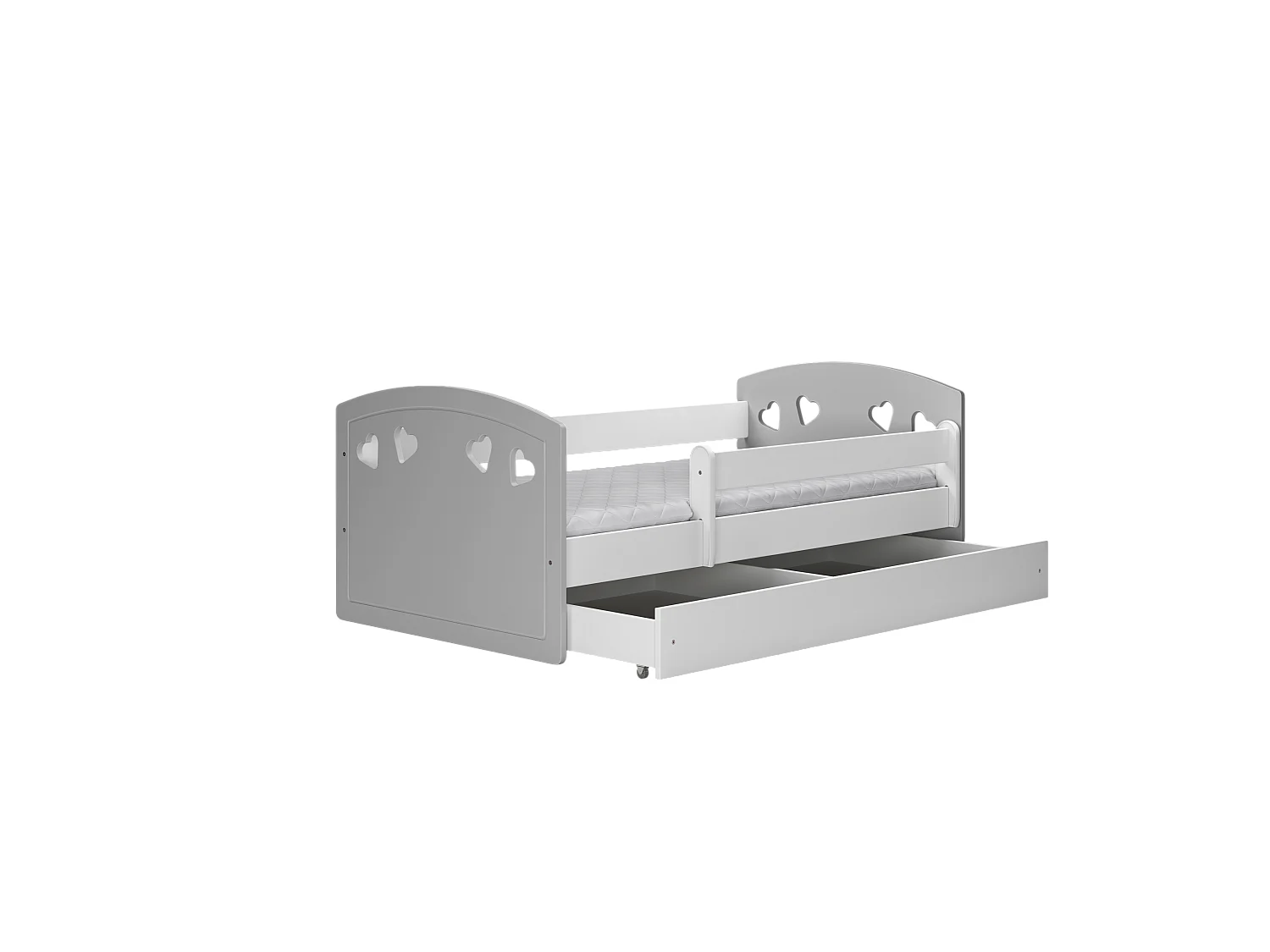 Lit Enfant à barrière 160x80 cm avec tiroir  - Perle