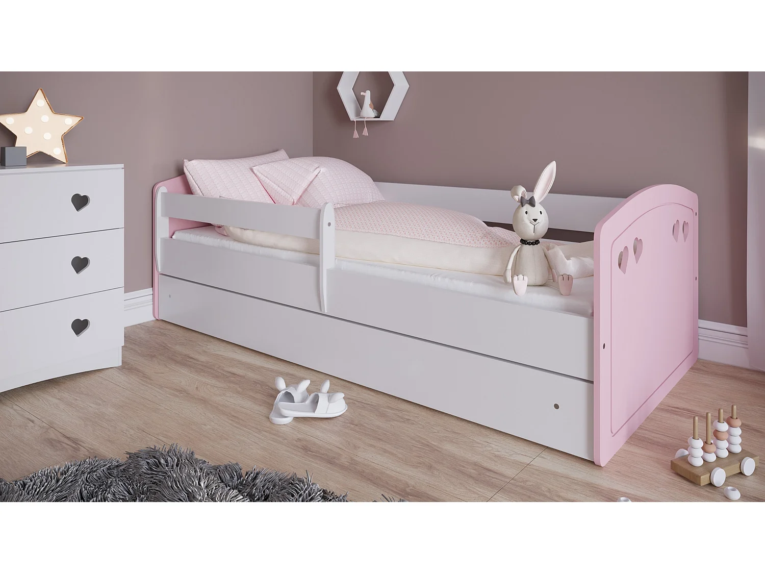 Letto a barriera per bambini 180x80 cm con cassetto - JULIA - Pivoine