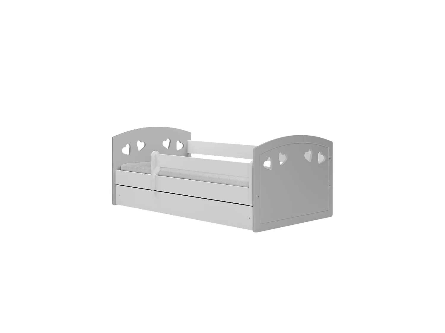 Lit Enfant à barrière 180x80 cm avec tiroir  - Perle