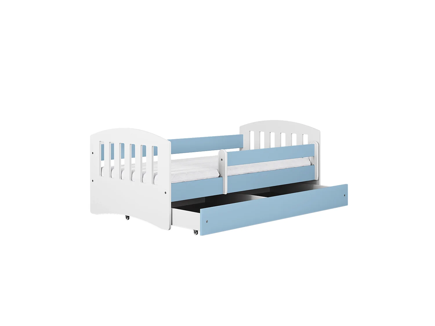 Lit Enfant à barrière 180x80cm avec tiroir et matelas inclus - CLASSIC