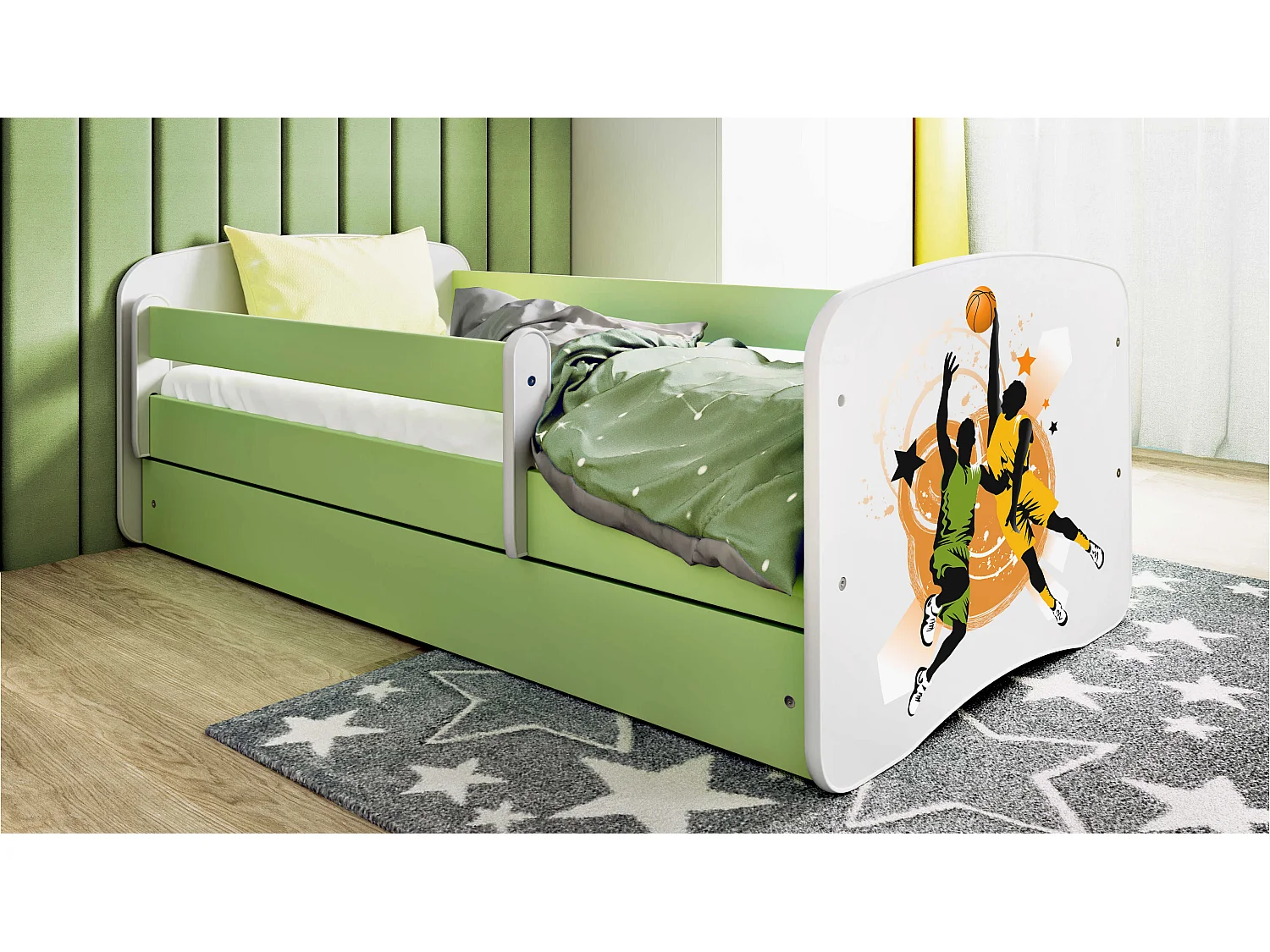 KINDERBETT Basketball mit Schublade und Matratze 140/70cm