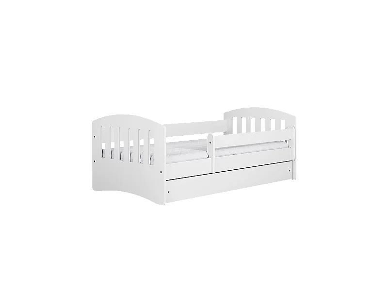 Lit Enfant à barrière 180x80cm avec tiroir et matelas inclus - CLASSIC