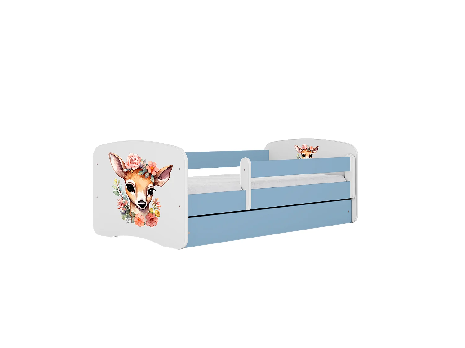 Kinderbett Bambi  mit Schublade Blau 160/80 | Jugendbett