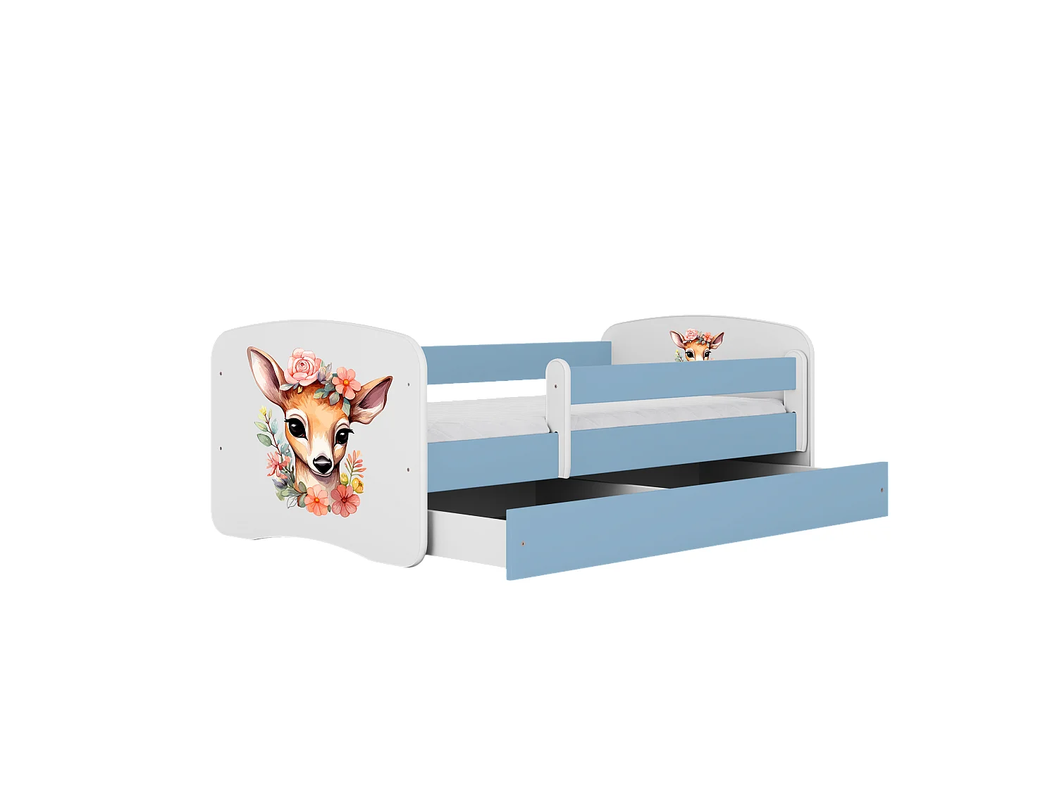 Kinderbett Bambi  mit Schublade Blau 160/80 | Jugendbett