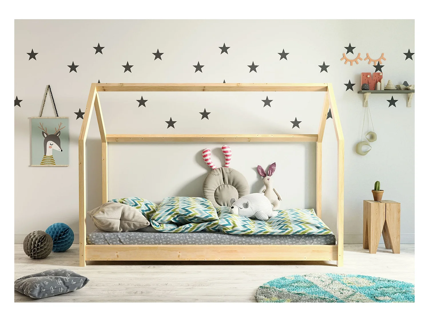 Lit Cabane Enfant Bella - Bois, 180x80cm