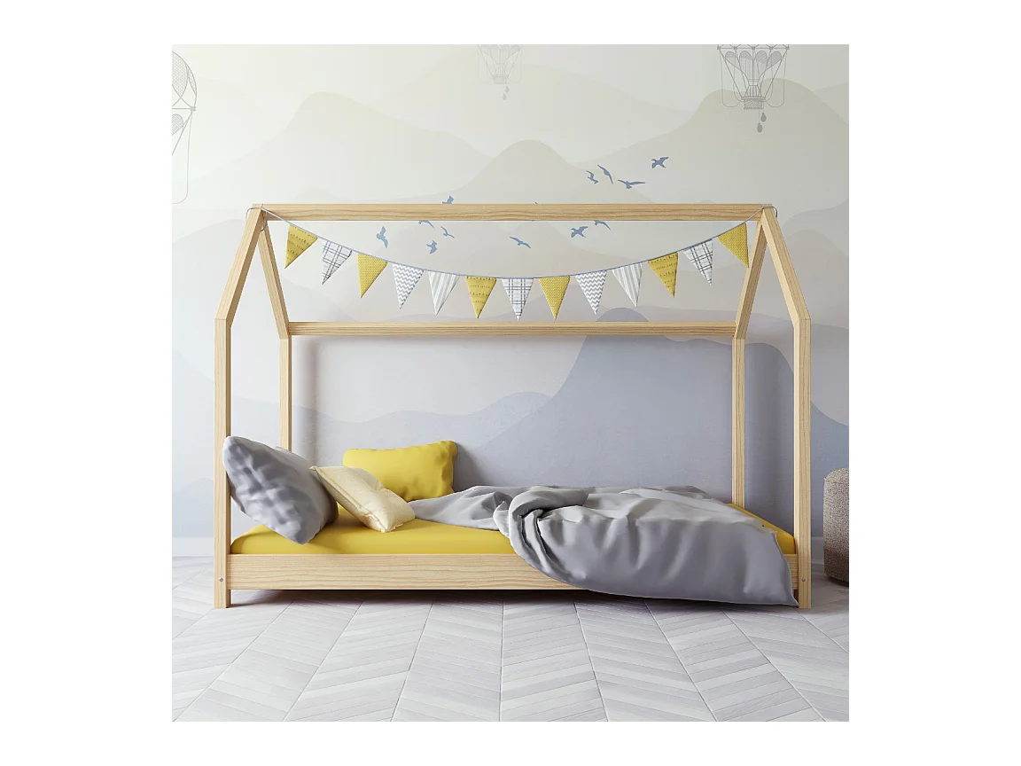 Lit Cabane Enfant Bella - Bois, 180x80cm