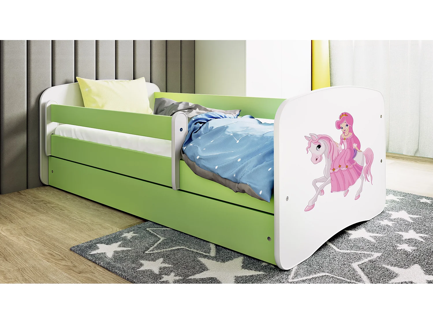 KINDERBETT Prinzessin zu Pferd mit Schublade und Matratze 180/80cm