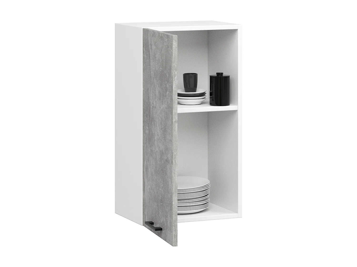 Meuble de cuisine haut AKORD W40 H720 Blanche, façade Gris 1 porte, 2 étagères 72x40x30 cm