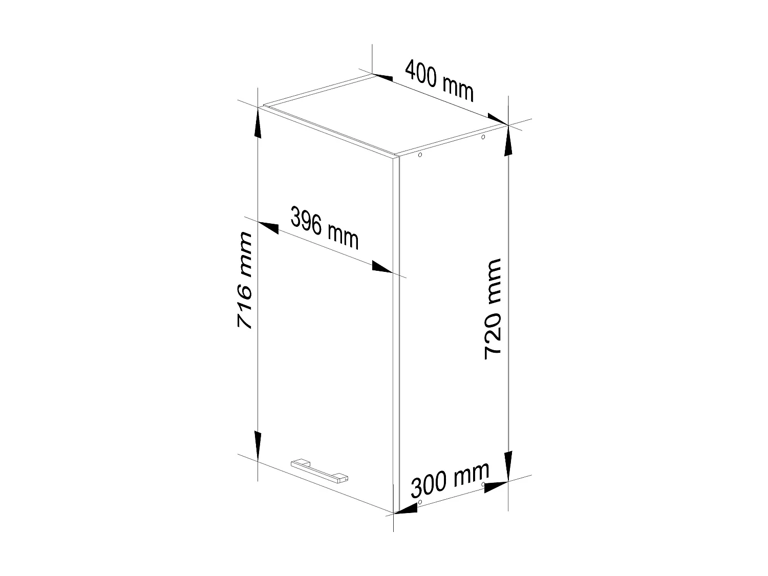 Meuble de cuisine haut AKORD W40 H720 Blanche, façade Gris 1 porte, 2 étagères 72x40x30 cm