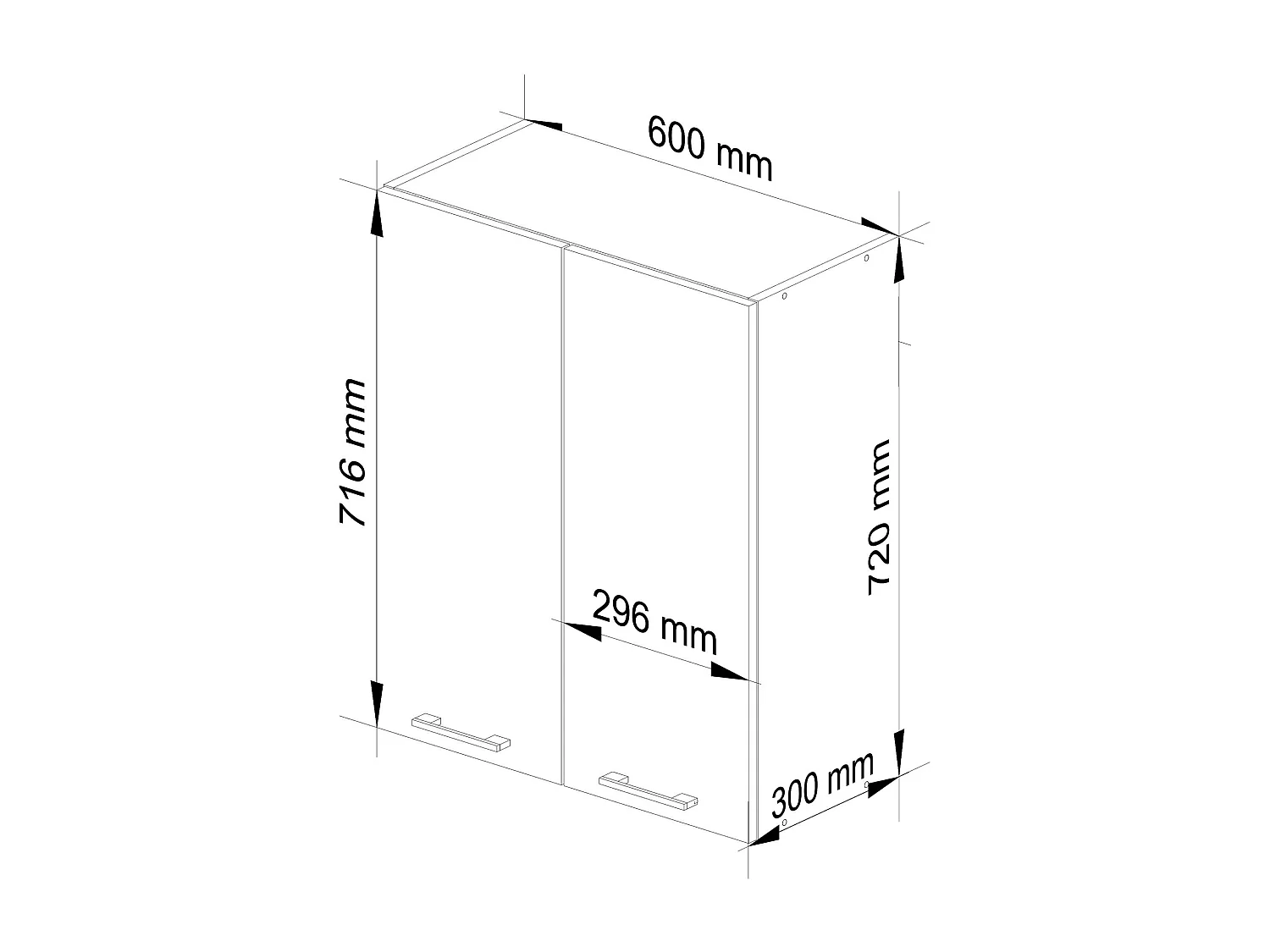 Keukenkast modulaire OLIWIA W60 H720 met 2 Deuren / Hangkast / Bovenkast / AKORD Furniture Factory / Wit – Beton Grijs / 60 x 72 x 30 cm