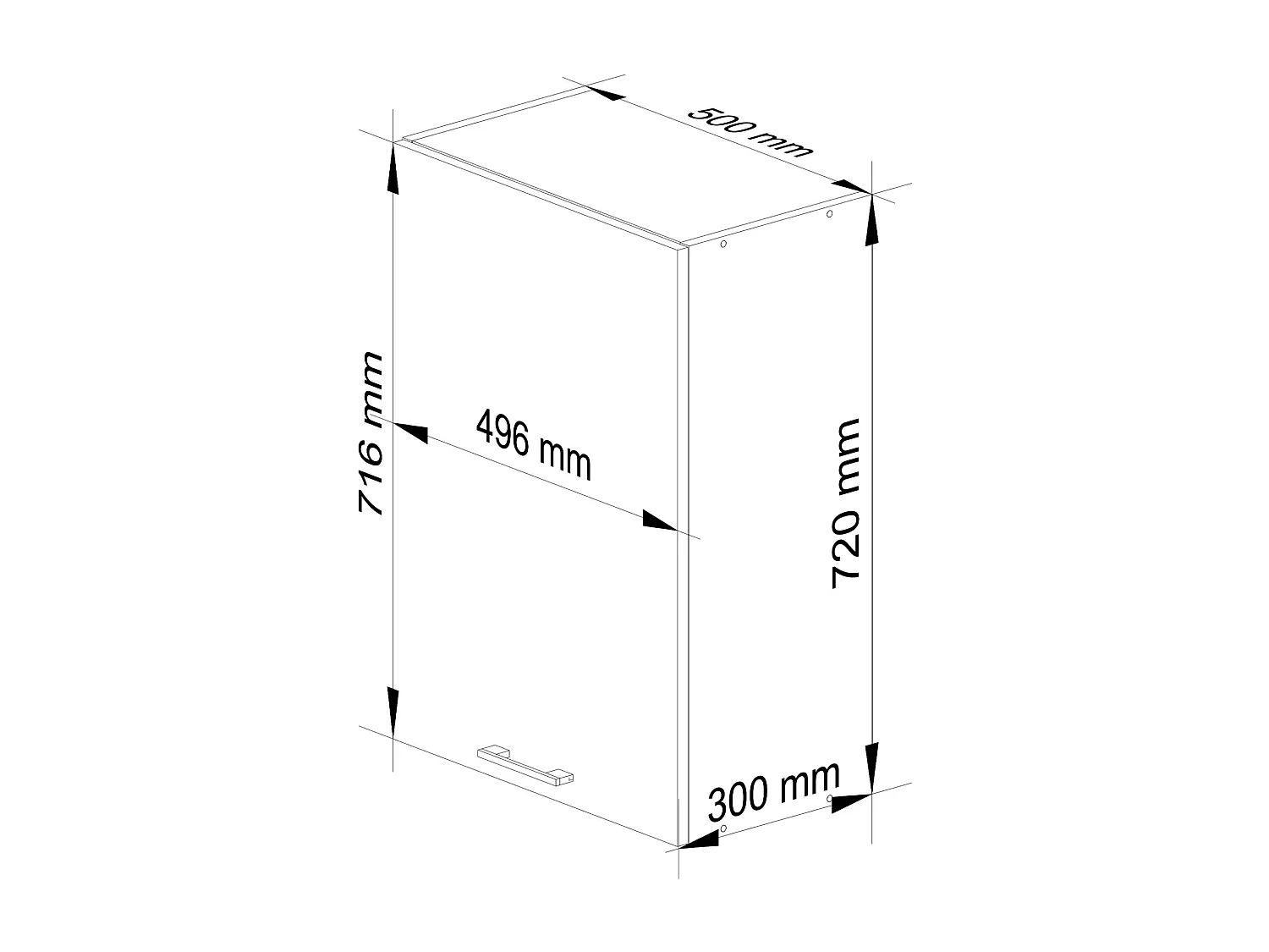 Meuble de cuisine haut AKORD W50 H720 Blanche 1 porte, 2 étagères 72x50x30 cm