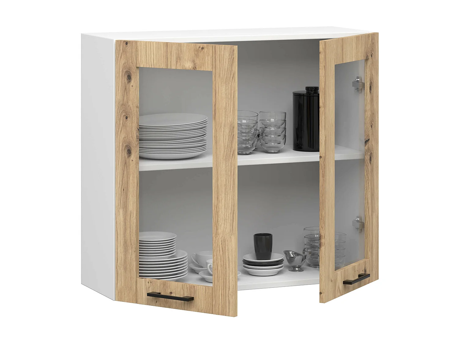 Oliwia Hangende Vitrinekast W80 H72cm Wit/Douglas Artisan Lamineren