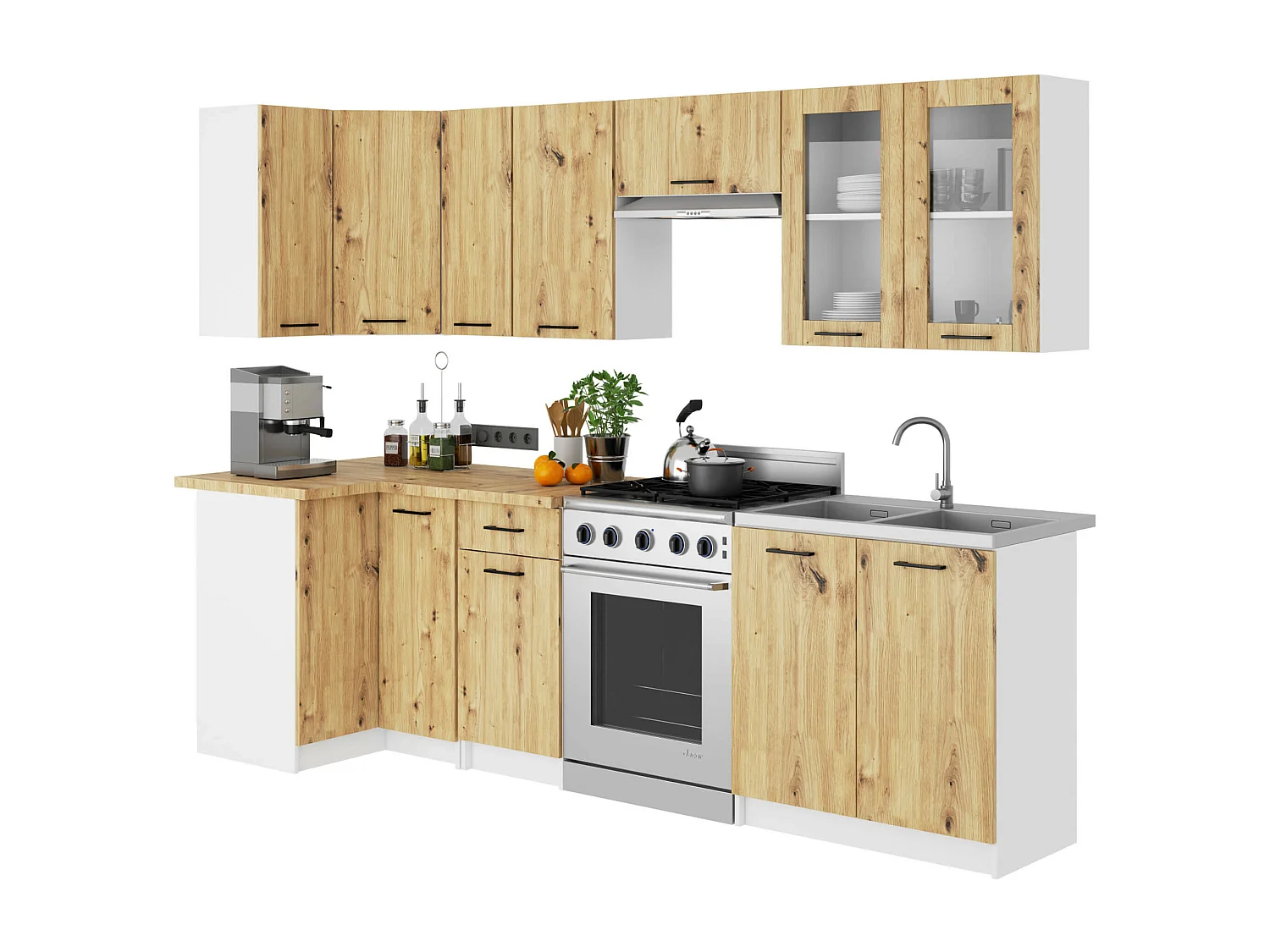 Oliwia Hangende Vitrinekast W80 H72cm Wit/Douglas Artisan Lamineren